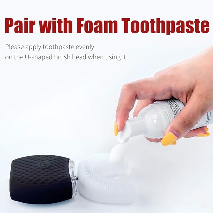 Automatic Toothbrush for Adults Ultrasonic Electric Ultrasonic Toothbrush 30'' Automatic Timer Wireless Charging Washable Travel Home Dual-use (Black, M)