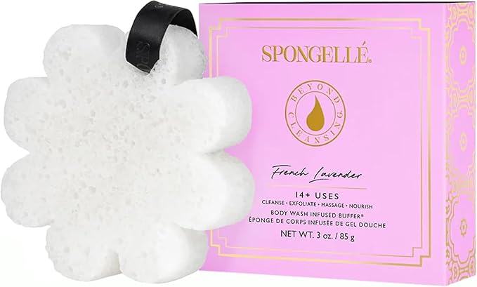 SPONGELLÉ Spongelle Wild Flower Buffer Body Scrubber Bundle with Box | Bath & Shower Loofah for Women | Exfoliator with Body Wash Infused | 14+ uses (Beach Grass, French Lavender, Freesia Pear)