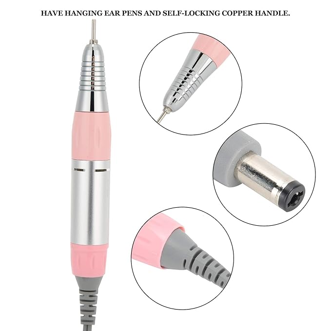 Nail Drill Handpiece Replacement, Electric Nail Drill Handle Metal Grinding Polishing Pen Handle Nail Drill Handpiece Nail Art Accessory Electric Nail Drill Handpiece Grinder
