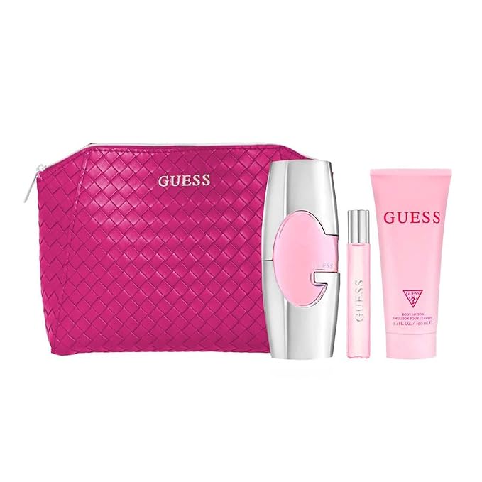 Guess 2.5oz EDP Spray, 0.5oz EDP Spray, 3.4oz Body Lotion, Pouch Women 4 Pc Gift Set