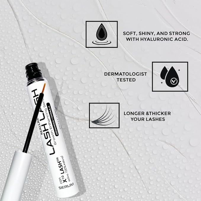 Eyelash Growth Serum - Instant Lash serum for eyelash growth with Hyaluronic Acid - 100% Natural Dermatologist Tested and Approved Eyelash Enhancer - Eyebrow serum to grow brows thicker - (5ml)