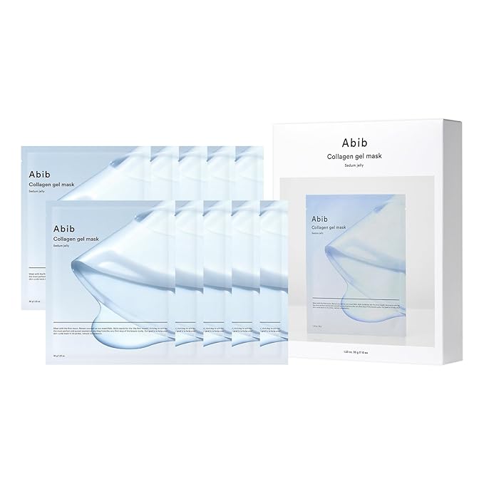 Abib Collagen Gel Mask Sedum Jelly 10 Sheets (Hydrating) I Korean Vegan Collagen, Cooling Hydrating Hyaluronic Acid Hydrogel Face Mask Skin Care