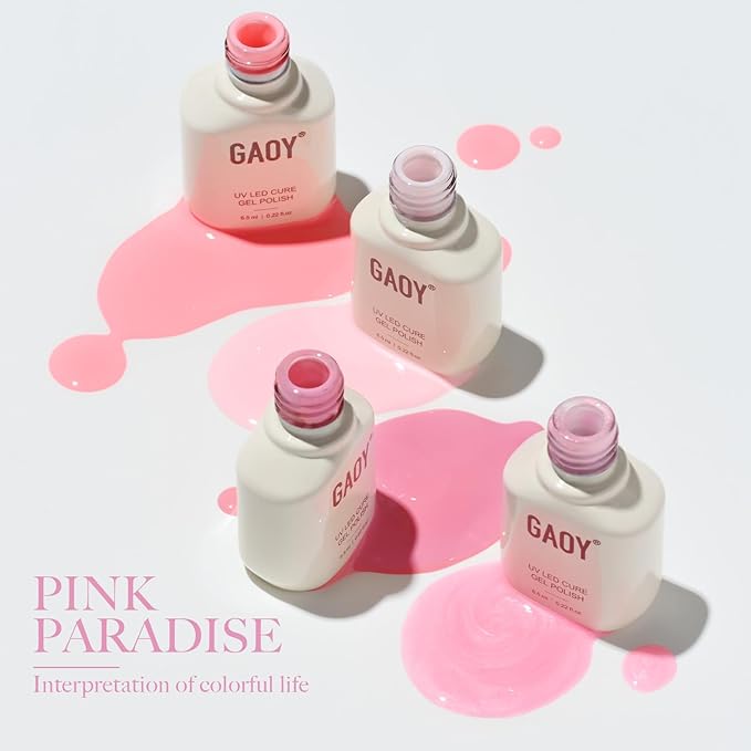 GAOY 23 Pcs Gel Nail Polish Kit, White Pink Nude Colors UV Gel Polish Set with Glossy & Matte Top Coat and Base Coat for Nail Art DIY