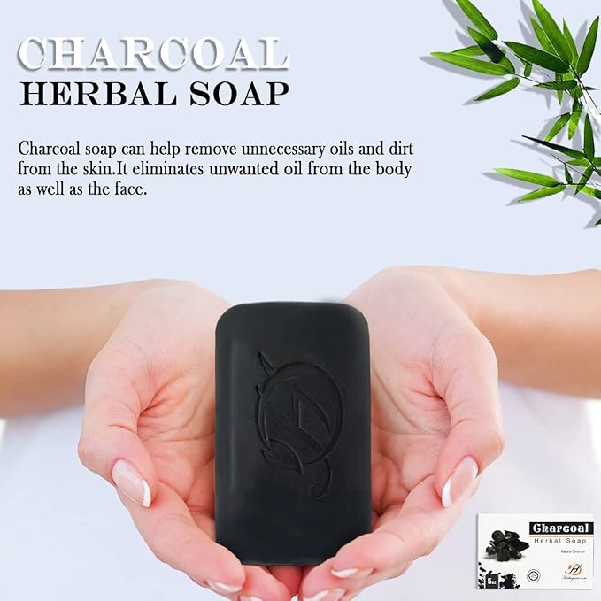 Charcoal Herbal Soap | Pack of 6 of 5oz soap Bar | Ideal for Men and Women, Soothing and Nourishing Soap for Moisturization