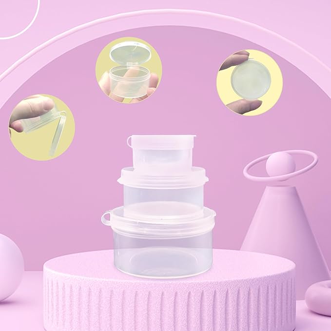 30 pcs plastic cosmetic jar 5/10/20ml clear case with snap lids portable,Travel Storage Cosmetic Samples Beauty Products Mini Containers with Lids, Airtight Cosmetic Containers with Lids.