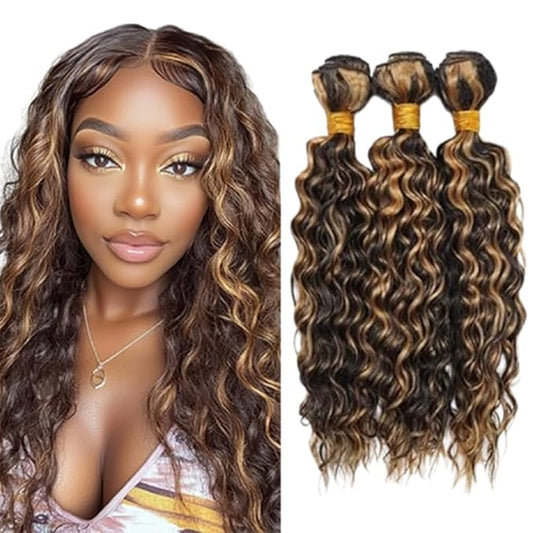 Ombre P1B/27 Curly Hair Bundles Highlight Kinky Curly Human Hair Bundles Black and Honey Blonde Brazilian Human Hair Extensions Soft and Silky for Black Women 16 18 20 Inch
