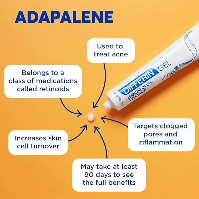 Differin Adapalene Gel 0.1% Acne Treatment, 0.5 Ounces each (Value Pack of 3)