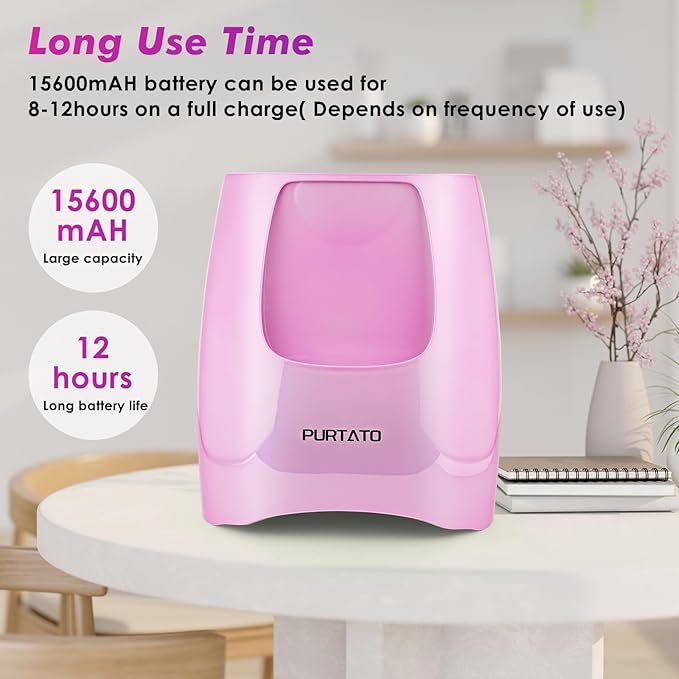 Professional Cordless Rechargeable UV LED Nail Lamp with 4 Timer Setting and 126W High Power Quick Drying Nail Dryer (Plating Pink)