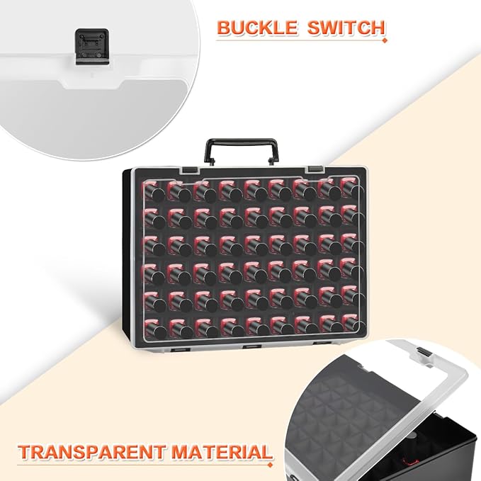 ALCYON Universal Nail Polish Holder & Organizer Contains 54 Bottles for Gellen, for Beetles, for Sally Hansen, for OPI, for Essie and Other Fingernail Polish (ONLY A CASE)-Black