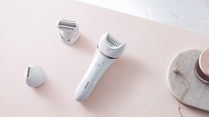 Philips Epilator Series 8000, Wet & Dry, 3-in-1 with Shaver & Trimmer Attachments for Women, 8 Accessories Included, BRE720/14