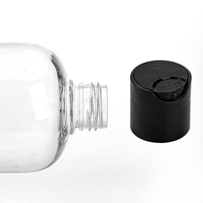 Peohud 20 Pack 16oz Clear Plastic Empty Bottles with Disc Top Flip Caps, Refillable Shampoo Bottles, Squeezable Travel Containers for Shampoo, Lotions, Liquid Body Soap, Creams, BPA Free