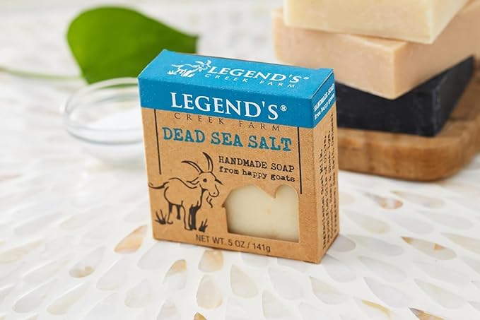 Legend's Creek Farm Goat Milk Soap - Cleansing Moisturizing Soap Bar for Hands and Body - 5 Oz Creamy Lather, Nourishing, Gentle Natural Soap for Sensitive Skin (Dead Sea Salt, Pack of 5)
