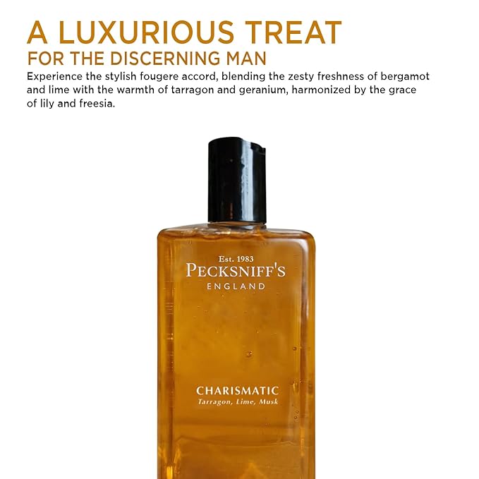 Pecksniff's Men's Luxurious Moisturizing Bath & Shower Gel | Premium Cleansing Men's Body Wash | Captivating Fougere Accord Mens Shower Gel | Charismatic Scent | 500ml