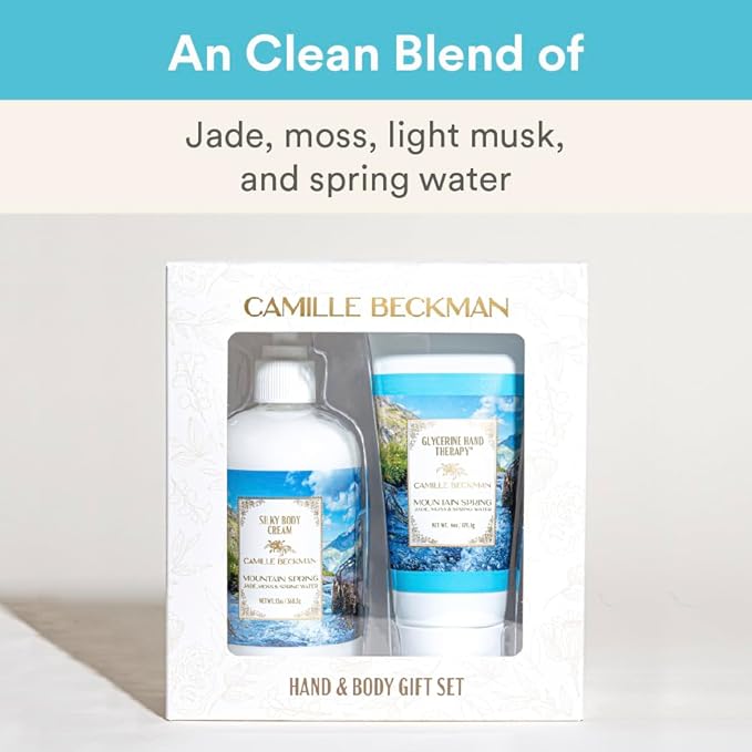 Camille Beckman Hand and Body Duet Set, Silky Body and Glycerine Hand Cream, Mountain Spring