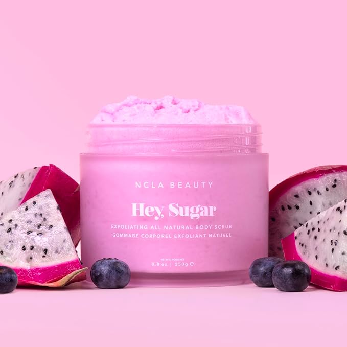 NCLA - Hey, Sugar Body Scrub | Smooth, Exfoliate, Hydrate Skin | Shea, Mango + Cocoa Butters | Vegan, Cruelty-Free, Clean Skincare (Dragon Fruit; 250 g | 8.8 oz)
