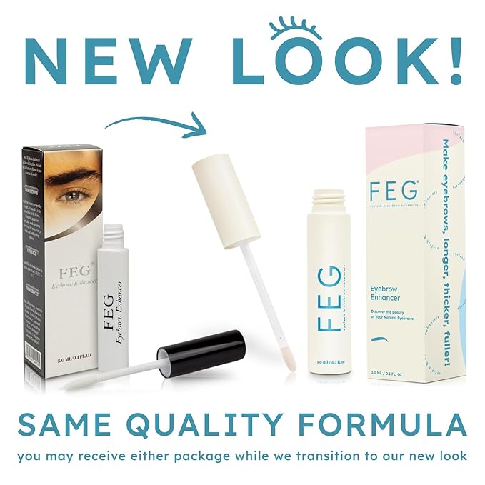 FEG Eyebrow Enhancer Growth Serum for Thicker Brows | Natural Brow Enhancing Serum for Growing and Thickening Eyebrows | Stimulates Natural Growth | 3-Pack of 3ml Tubes