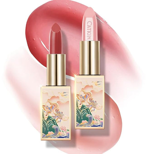 CATKIN Lip Balm Color Tinted Changing Lipstick Ultra Hydrating Lip Moistrurizer Chapstick with Vitamin E Nourishing For Cracked & Dry Lips 0.12 oz 2pcs (06+16)