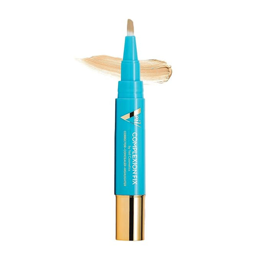 Veil Cosmetics - Complexion Fix Concealer - Liquid Concealer for Under Eye + Dark Circles - Highlight, Contour, Correct - Anti-Aging - Vegan Makeup Pen - Hydrating Lightweight (2G Light Gold)