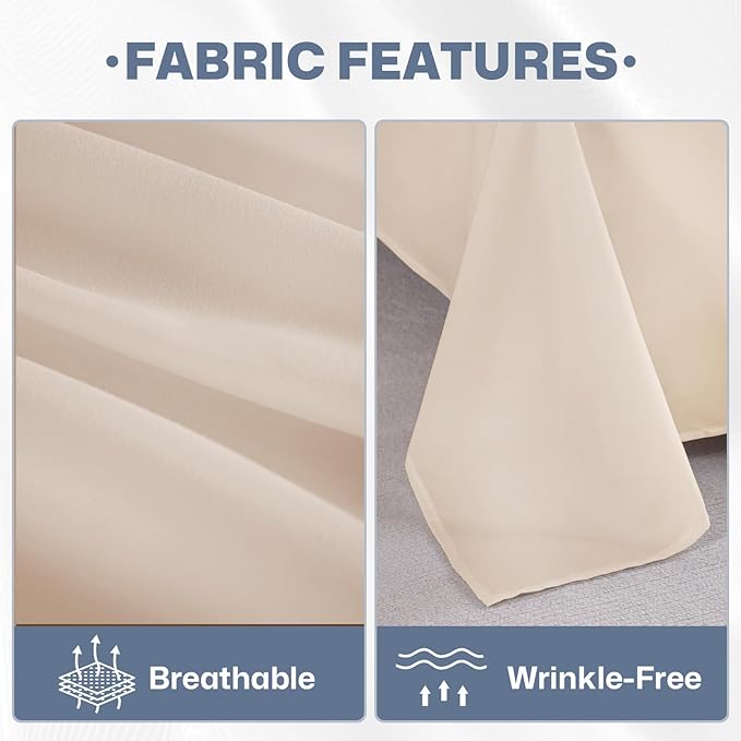 Lavisun Flat Sheets 2 Pack,Hotel Quality Flat Bed Sheets,Brushed Microfiber Bed Sheets, Bulk Sheets for Massage, Home, Dorm (Beige,Twin)