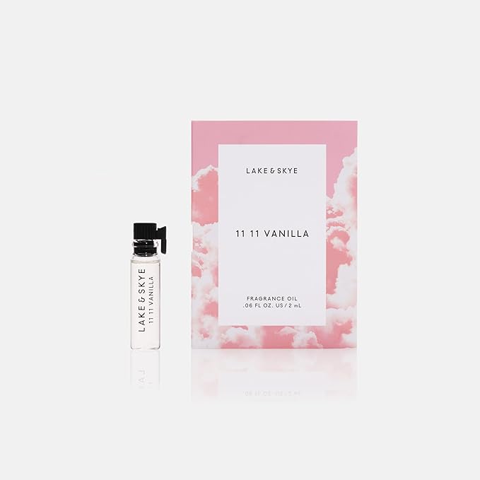 Lake & Skye 11 11 Vanilla Fragrance Oil 0.06 fl oz (2ml), Mini Perfume, Unisex Fragrance, Warm & Sweet Scent, Vanilla and Musk Notes, with Essential Oils, Long-Lasting Fragrance, Travel-Friendly