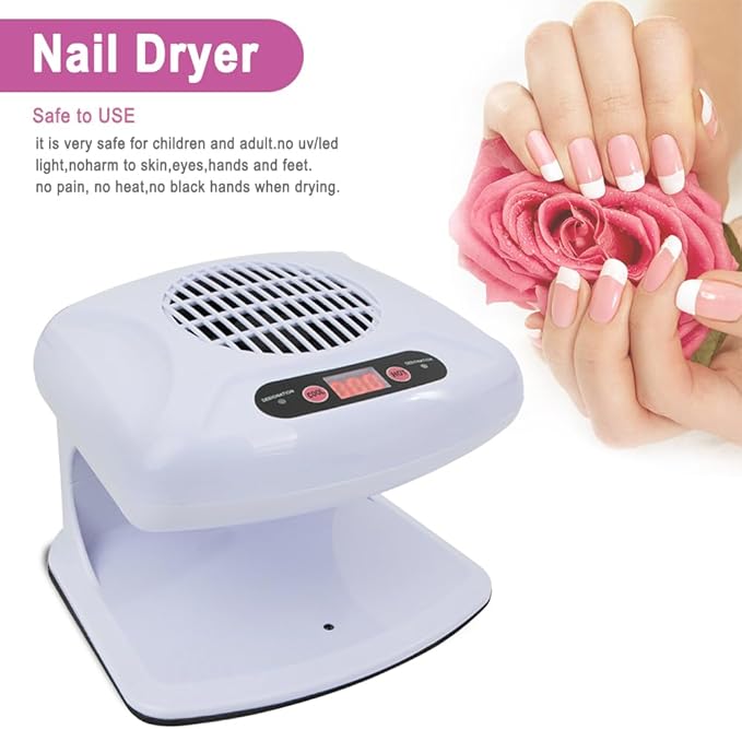 Nail Dryer Fan,Nail Gel Fast Drying Curing Nail Fan Dryer for One Hands and Single-Legged, Warm & Cool Wind Blower for Regular Nail Polish, Home and Salon Use