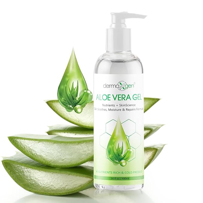 Aloe Vera Gel with Witch Hazel, Vitamin C, and Vitamin E - Skin Soothes, Moisture, and Repair Formula for Face and Body - Nutrient-Rich, Organic 100% Pure Aloe Vera - 16 FL OZ