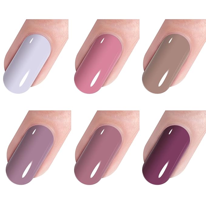 Vishine Gel Nail Polish Starter Kit with 48W SUNOne UV LED Nail Lamp Speed Dryer Manicure Tools 6 Pretty Colors Gel Polish Base and Top Coat #03