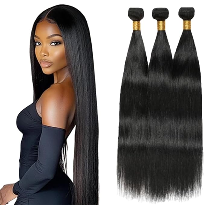 Human Hair Straight Bundles Natural Color Straight Bundles 14 16 18 Inch Brazilian Weave Soft and Silky for Women