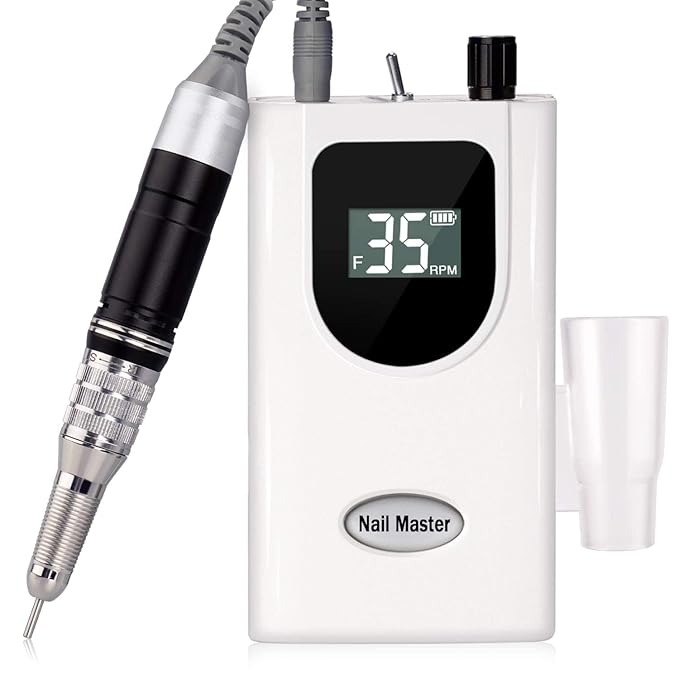 35000RPM Portable Nail Drill Machine, HoMove Professional Rechargeable Efile Nail Drill, Low Heat Electric Nail File for Acrylic Nail Natural Extension Poly Nail Gel