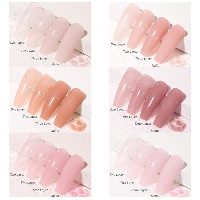 Vishine Gel Nail Polish kit Soak Off Nail Gel Trendy Jelly Nude Pink Transparent Colors Sheer Color Kit for Home Pro Nail Salon Nail Art Manicure Set 8ml