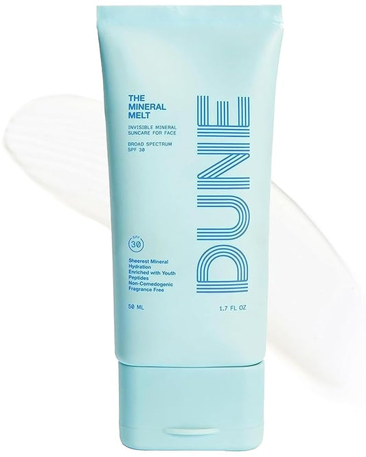 The Mineral Melt - Clear Mineral Sunscreen For Face - Broad Spectrum SPF 30 Sunblock. Clinically-proven Anti-Aging, Sun Protector Hydrating, Skin-Brightenings, Fragrance Free (1.7 Fl Oz)