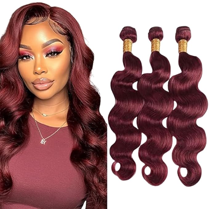 99j Human Hair Bundles Burgundy Body Wave Bundles Brazilian Human Hair Wet and Wavy Soft Silky for Black Woman 14 14 14 Inch
