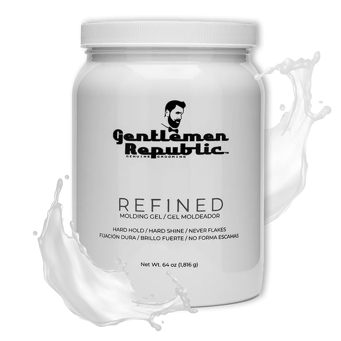 Gentlemen Republic 64oz Refined Hair Gel for Men - Premium Gel For Men Humidity Resistant & Alcohol-Free - All Day Shine and Hold for All Hair Types and Never Flakes - Made in the USA