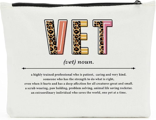 Vet Veterinarian Definition, Vet Tech Gifts, Makeup Bag Cosmetic Bag, Veterinarian Gifts, Veterinary Technician Birthday Appreciation Thank You Gifts for Women Female Friend Student Coworker Sister