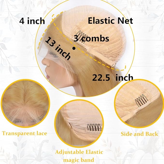 Azkiu Honey Blonde Lace Front Wigs Human Hair 13x4 Body Wave 27# HD Transparent Lace Front Wig Human Hair Pre Plucked with Baby Hair 150% Density Brazilian Virgin Lace Frontal Wigs 26Inch