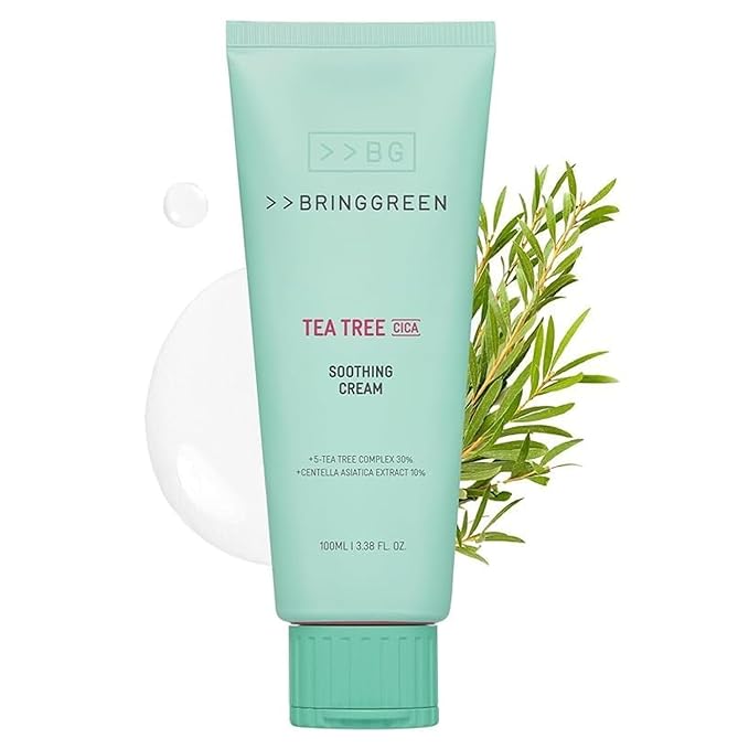 BRING GREEN Tea Tree Cica Soothing Cream Plus 100ml Korean Skin care, calming and soothing, moisturizer for skin, facial cream, trouble care, Blackhead Removing Pore care (Pack of 1)