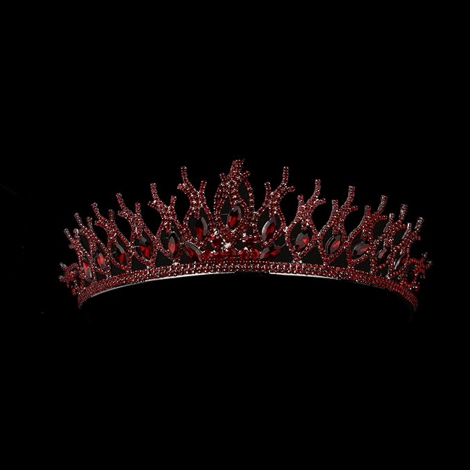 LIMELIA Women's Tiara for Henna Wedding Party|Glitter Hair Accessories for Bridal Birthday Pageant Prom Halloween Cos-play Christmas Party|Tulip-Burgundy