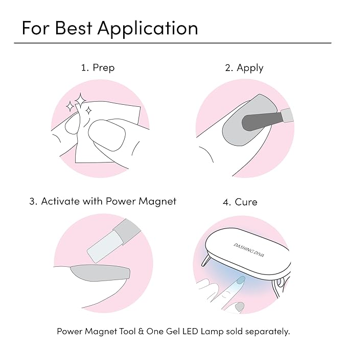 Dashing Diva One Gel Magnetic Mega Bundle – One Gel Magnetic Starter Kit in Villainous, Top Coat and Magic Off Nail Polish Remover - Manicure Set includes LED Lamp and Power Magnet