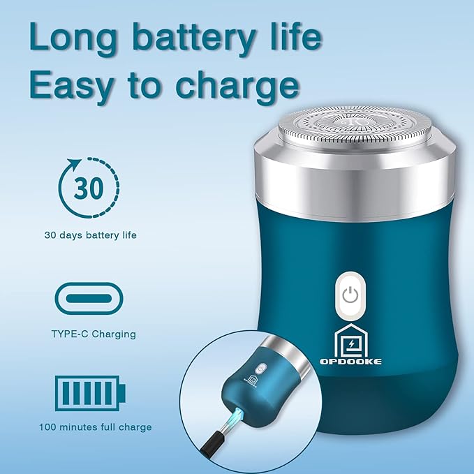 Mini Electric Razor,Wet Dry Electric Shavers for Men Women,30 Day Battery Life,Powerful Men's Shaver Used for face Chest Leg Shaving,Travel Size Toiletries for Travel Car Home,Blue