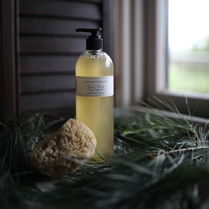 Farmaesthetics Gentle Mint Organic Body Wash (16 fl oz) | Ethically Sourced Sustainable Beauty | Clean, All Natural, Small Batch Skincare