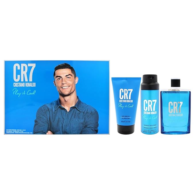 Cristiano Ronaldo Play It Cool for Men - 3 Pc Gift Set 3.4oz EDT Spray, 5.1oz Shower Gel, 4.1oz Body Spray