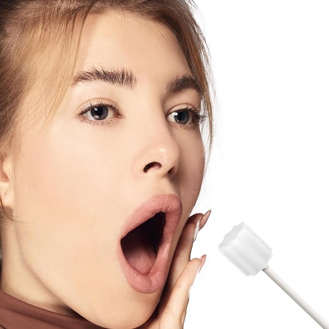 Disposable Mouth Swabs Sponge - Unflavored & Sterile Oral Swabs Dental Swabsticks for Mouth Cleaning (WHITE-50PCS)