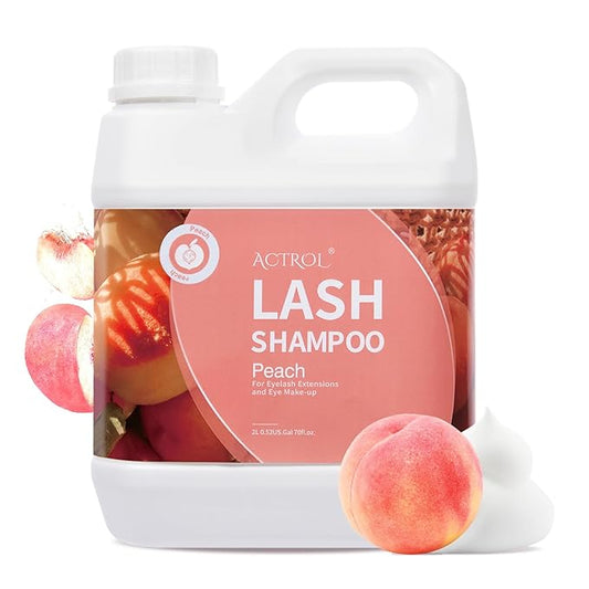 Eyelash Extension Cleanser Peach 2L Natural Lash Extension Shampoo Professional Eyelid Foaming Cleanser Paraben & Sulfate Free Non-lrritating with Salon and Home Care