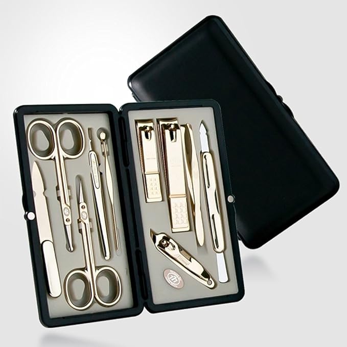 World No. 1, Three Seven 777 Travel Manicure Pedicure Grooming Kit Set, (Total 10 PC, Model: TS-2100G),Personal Nail care,Stainless steel, Made in Korea, Since 1975