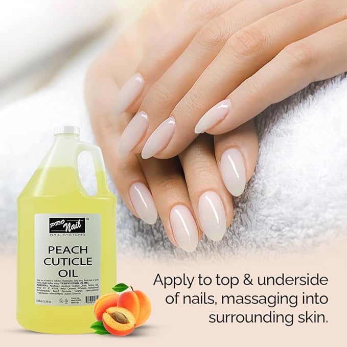 PRO NAIL - Cuticle Revitalizing Oil for Nails, Peach, 128 Oz - Professional Strength, Pedicure and Manicure - Moisturizes and Strengthens Nails and Cuticles - Soothing and Nourishing, Bulk