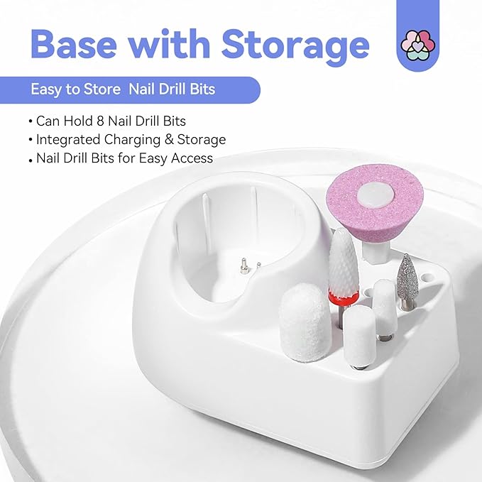 SAVILAND Electric Nail File: 2024 Flawless White Nail Drill PRO&Portable with12 Basic Nail Drill Bits| Nail Art Faster Removal，Light Weight &Friendy Nail Supplies&Exquisite Lover Gifts