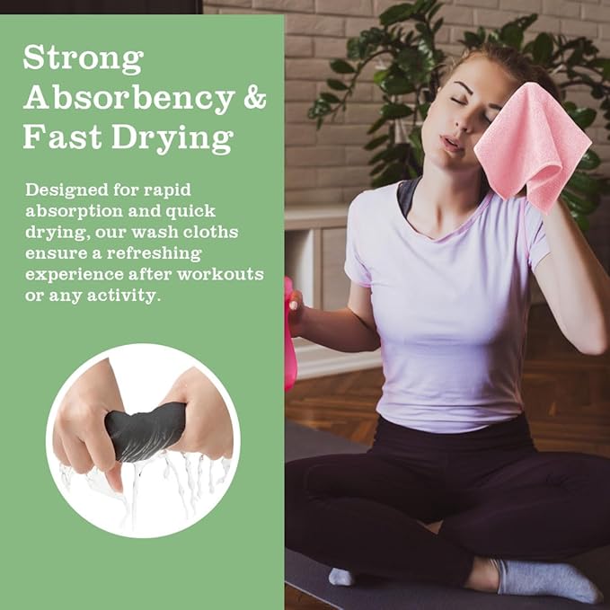 Washcloths Bulk - 100 Pack - Face Towel (12" x 12"), Highly Soft Wash Cloth and Hand Towels, Fast Drying Multi-Purpose Microfiber Cleansing Cloths for Bathroom, Hotel, Spa, and Salon - Pink