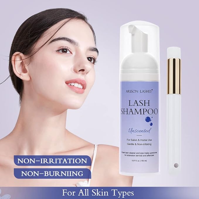 ARISON LASHES Lash Shampoo for Lash Extensions 150ml Fragrance Eyelash Extension Cleanser Natural Lash Extension Shampoo Safe Eyelid Foaming Cleanser Makeup Remover