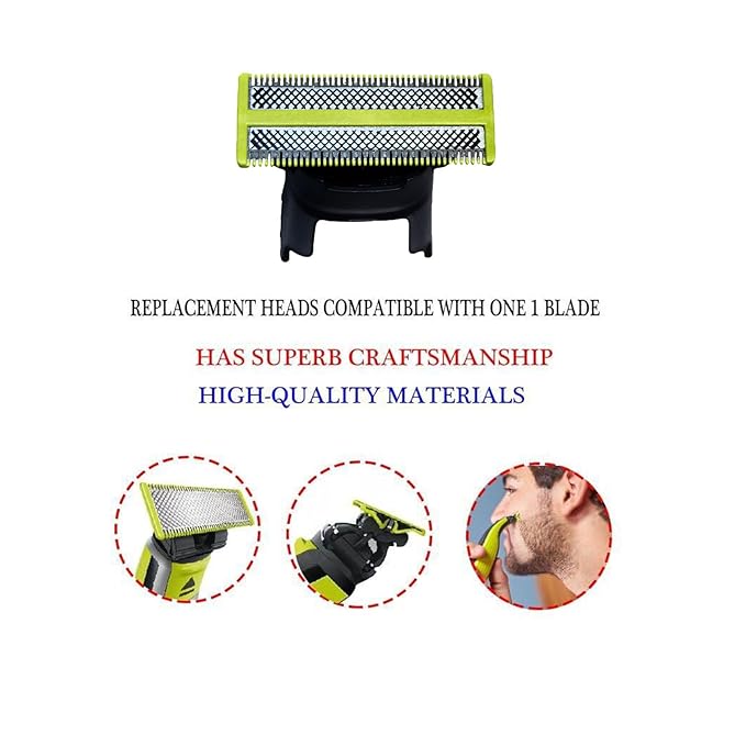 4 Pack Replacement Blades Compatible with Norelco One 1 Blade, Durable Stainless Steel, Trim, Edge and Shave,Suitable spare blades QP210/80 QP2515 QP2520 QP6510 QP6530