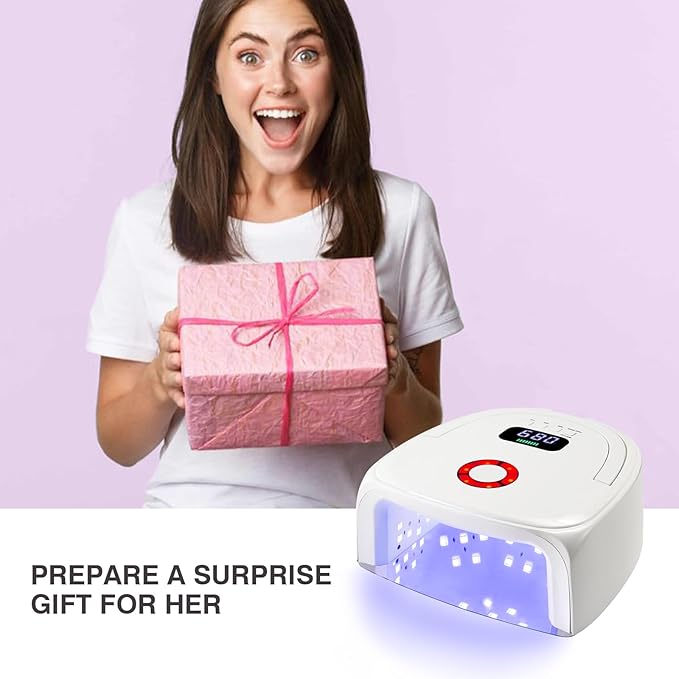 Cordless UV Nail Lamp, 96W Rechargeable Gel Nail Polish Dryer, Wireless UV LED Nail Cure Lamp, UV Light with Auto Sensor & Detachable Metal Base